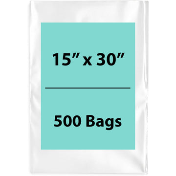 15X30 inches Clear Flat Poly Bags 1.5Mil Open Top (LDPE)